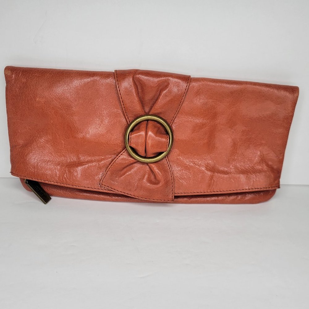 Hobo Orange Rust Leather Clutch